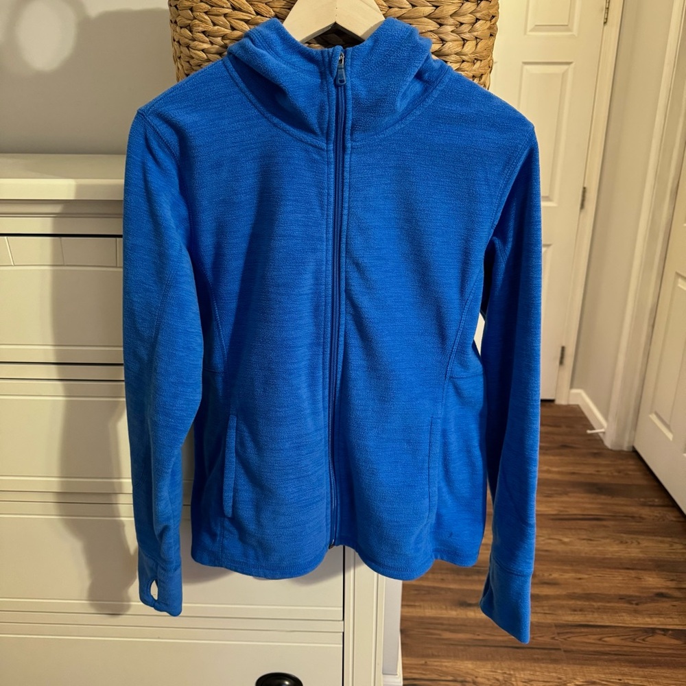 Tek Gear Blue Zip Up Athletic Jacket Hooded Workout Running Activewear